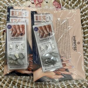 Impress nails 2 pack brand new marble gray press on nails